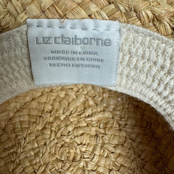 Liz Claiborne Woven Straw Raffia Sun Garden Beach Hat Natural Size 23\